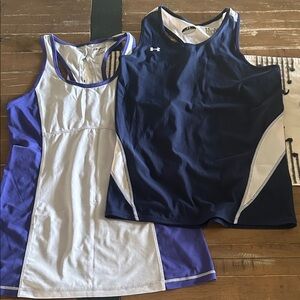 Under Armour & Reebok Women's Blue and White Tank Tops